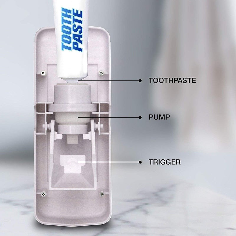Dhruheer Plastic Automatic Toothpaste Dispenser with Tooth Brush Holder for Homes and Bathrooms (Multicolour, 16x10.5x7.6cm) - Image 3
