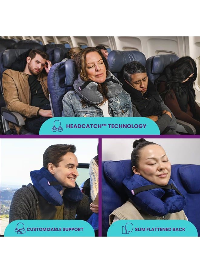 Cabeau Air TNE Inflatable Travel Neck Pillow Lightweight Inflatable Core, Customized Fit, Adjustable Chin Strap, with Compact Carrying Case for Comfort On-The-Go (Slate Grey) - Image 4