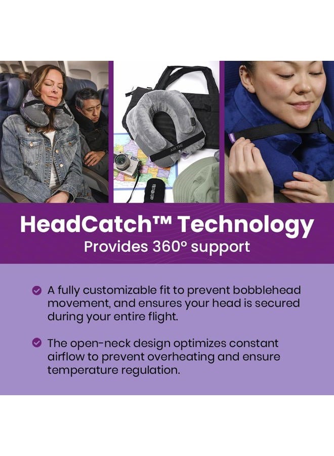 Cabeau Air TNE Inflatable Travel Neck Pillow Lightweight Inflatable Core, Customized Fit, Adjustable Chin Strap, with Compact Carrying Case for Comfort On-The-Go (Slate Grey) - Image 3