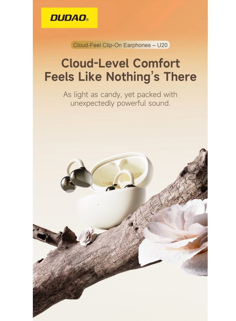 DUDAO U20 Open Ear Ring True Open Ear Headphones – Clip-On Bluetooth 5.4 OWS Earphones with Ultra-Low Latency, Titanium Alloy Wire, Noise-Cancelling, 30H Battery Life, Lightweight 4.9g - Image 4