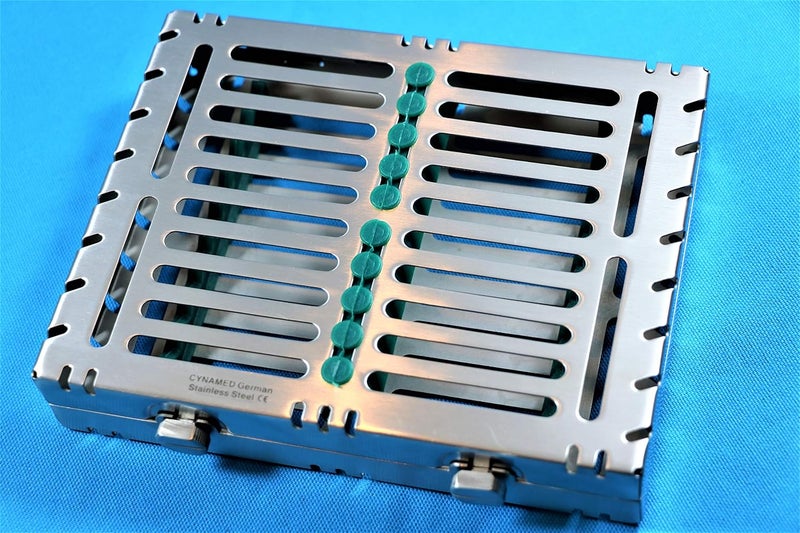 CYNAMED Premium German Stainless 1 Heavy Duty Dental Autoclave Sterilization Cassette Box Tray for 10 Instruments Double Button Type Detachable - Image 2