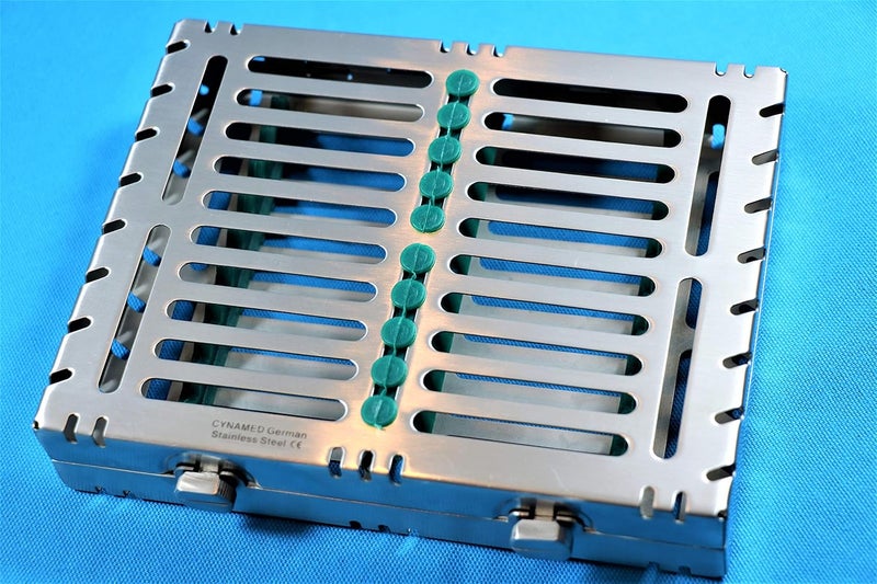 CYNAMED Premium German Stainless 1 Heavy Duty Dental Autoclave Sterilization Cassette Box Tray for 10 Instruments Double Button Type Detachable - Image 3