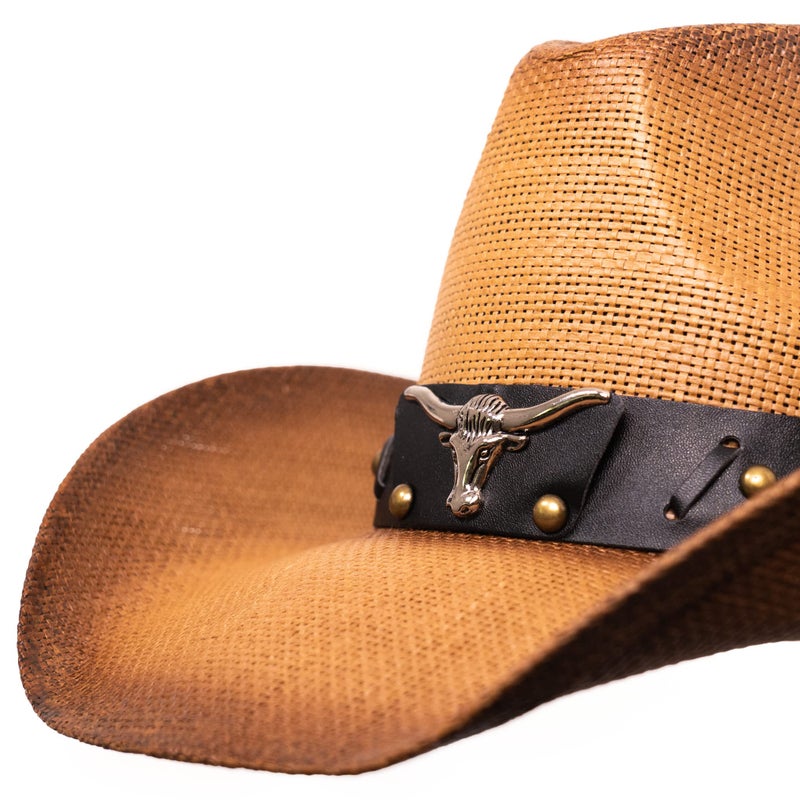 grinderPUNCH Western Outback Cowboy Hat Men's Women's Style Classic Straw Western Cowgirl Hat (US, Numeric, 6 3/4, 7 3/8, Brown) - Image 3