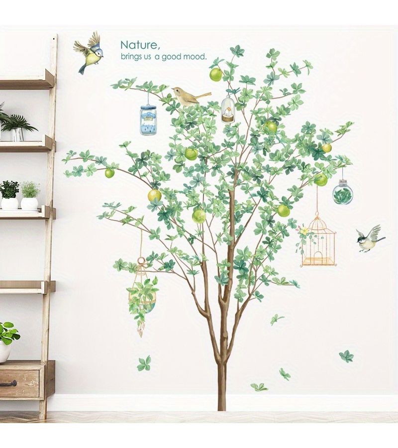 1pc Self Adhesive Green Tree Wall Decal For Nordic Decor Living Room - Image 2