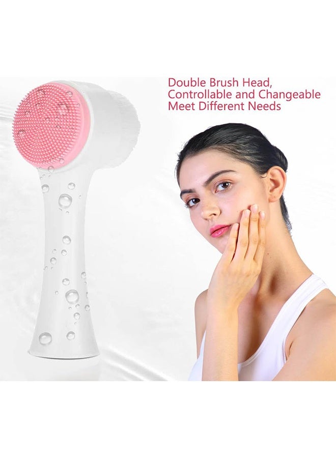 3D Dual-Sided Silicone Face Scrub Brush, Soft Waterproof Facial Cleanser & Massager, Deep Pore Cleansing Exfoliating Makeup Remover, Easy to Clean for Daily Skincare (Pink) - Image 5