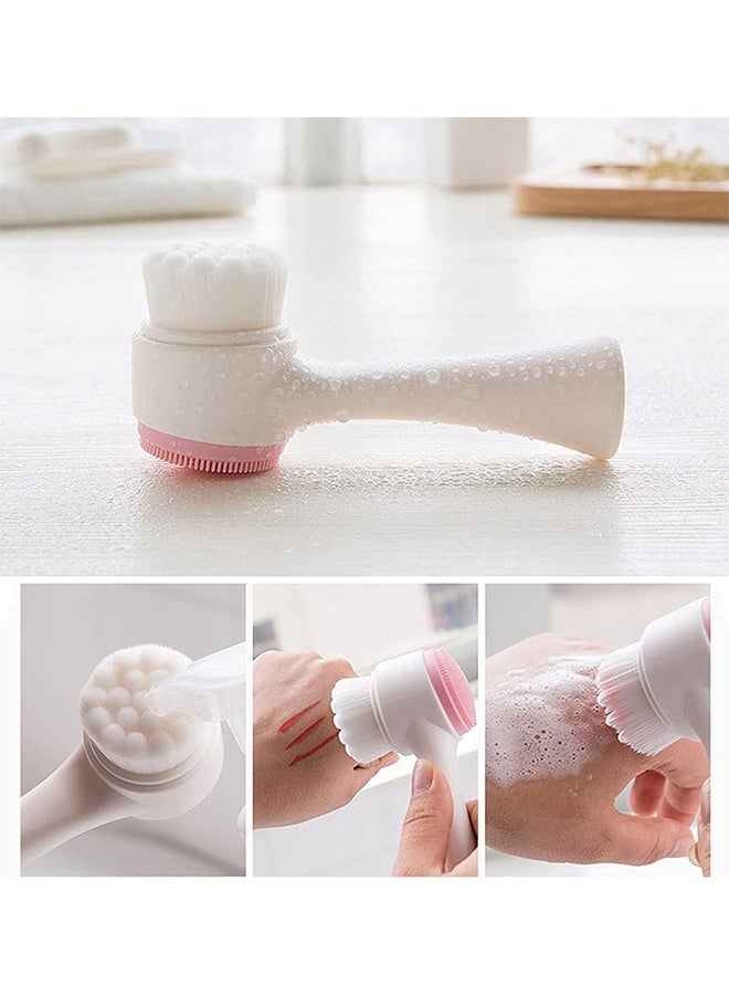 3D Dual-Sided Silicone Face Scrub Brush, Soft Waterproof Facial Cleanser & Massager, Deep Pore Cleansing Exfoliating Makeup Remover, Easy to Clean for Daily Skincare (Pink) - Image 2