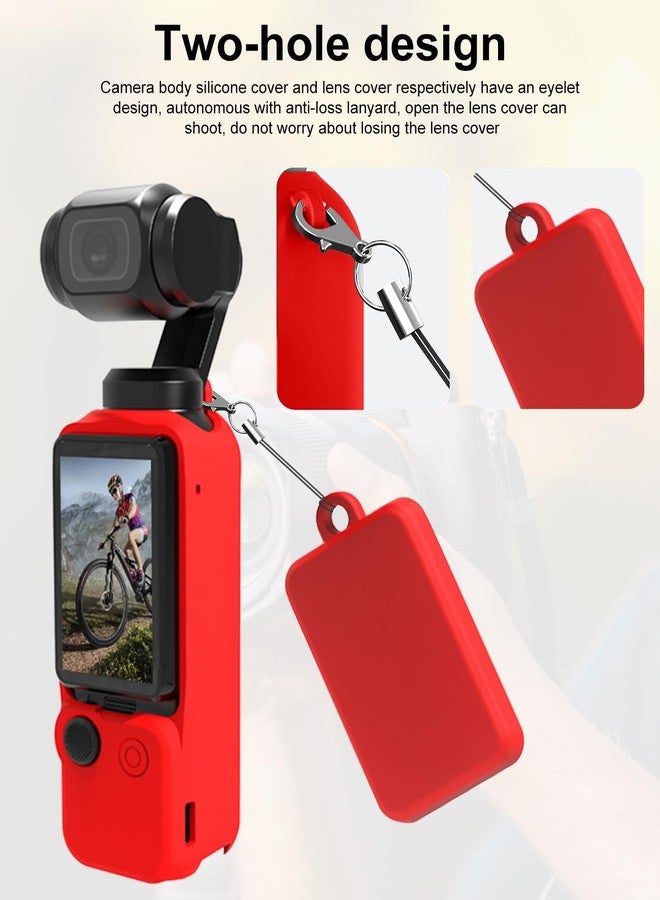 PULUZ Pocket 3 Silicone Cover, Soft Protective Case Compatible with DJI Osmo Pocket 3, Lens Protector Screen Protector Grip Cover Accessories(Red) - Image 3