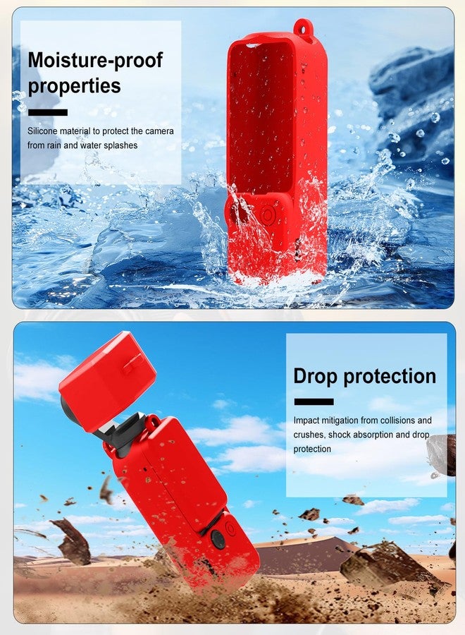 PULUZ Pocket 3 Silicone Cover, Soft Protective Case Compatible with DJI Osmo Pocket 3, Lens Protector Screen Protector Grip Cover Accessories(Red) - Image 4