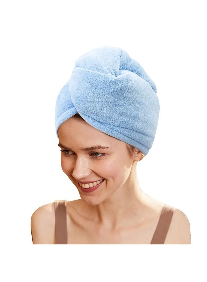 SURPRISE PIE Microfiber Hair Wrap Towels for Long Hair Drying 2 Pack Blue and Gray for Women Curly Hair Anti Frizz - Image 4