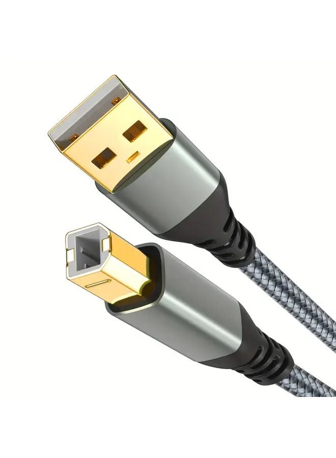كابل طابعة رمادي من USB A إلى USB B بطول 1 متر لنقل البيانات عالي السرعة للطابعات و MIDI - Image 3