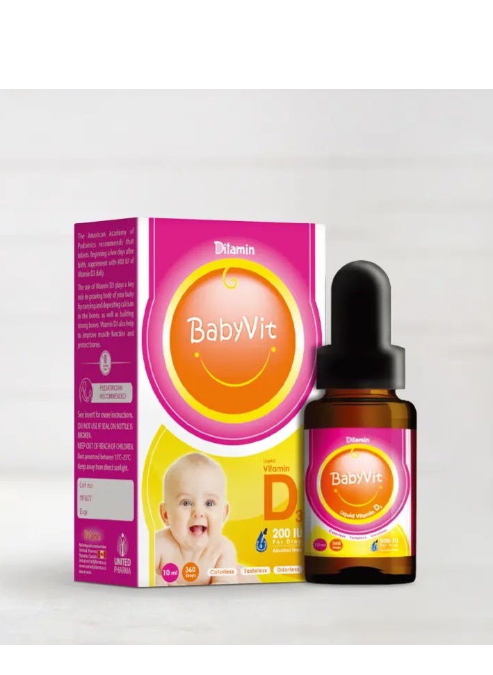 Ditamin - Babyvit 200IU Vitamin D3 Drops-10ml - Image 1