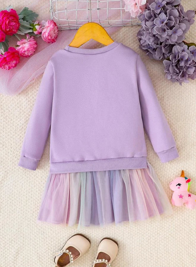 Take Two Take Two Girls Purple Unicorn Sweatshirt and Mesh Skirt Set