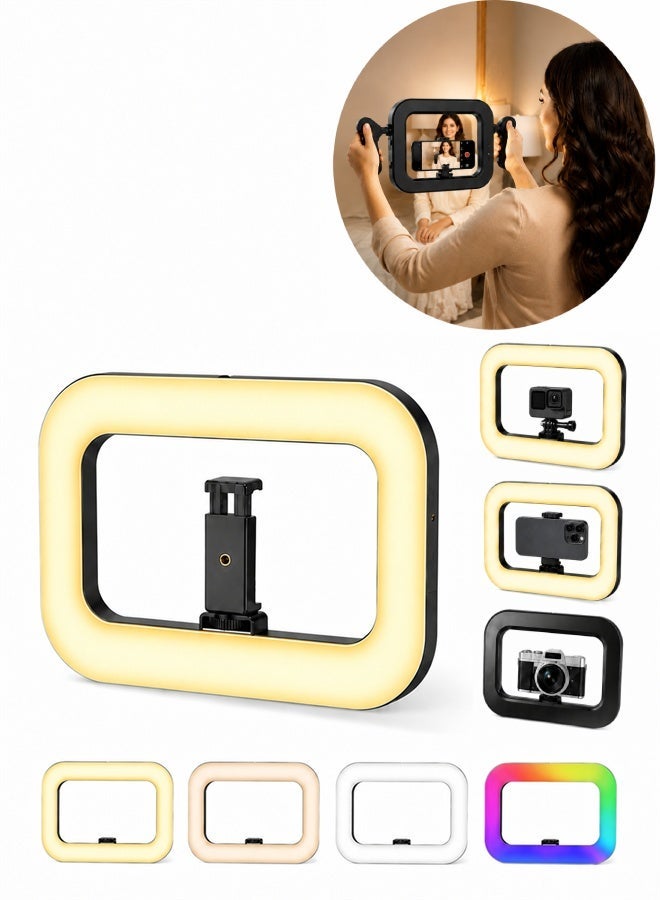 عينة ضوء فيديو محمول باليد بإضاءة RGB مع تحكم عبر البلوتوث، طقم إضاءة خلفية حلقي ذاتي للتصوير، إضاءة ذاتية قابلة للضبط من 2700K إلى 6500K، مناسب لتطبيقات تيك توك ويوتيوب وتصوير المكياج والطعام والمنتجات - Image 1