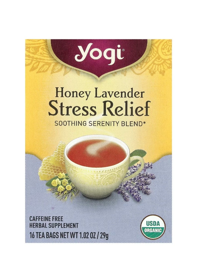 يوغي تخفيف التوتر بالعسل واللافندر والخالي من الكافيين، 16 كيس شاي 1.02 أونصة (29 جم) - Image 1