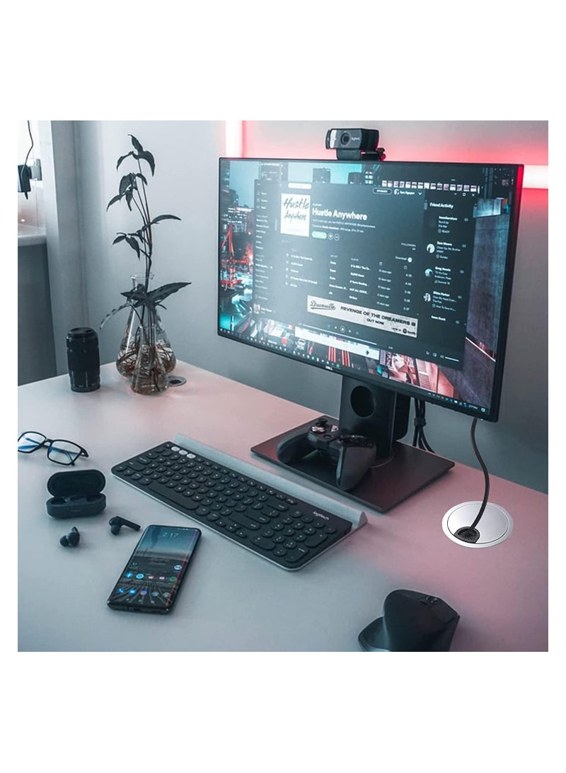 جروميت كابل مكتب معدني 60 مم - عبوة 2، غطاء فتحة الطاولة لكابلات الكمبيوتر، منظم أسلاك لمكاتب المكتب، تشطيب كروم مصقول - Image 3