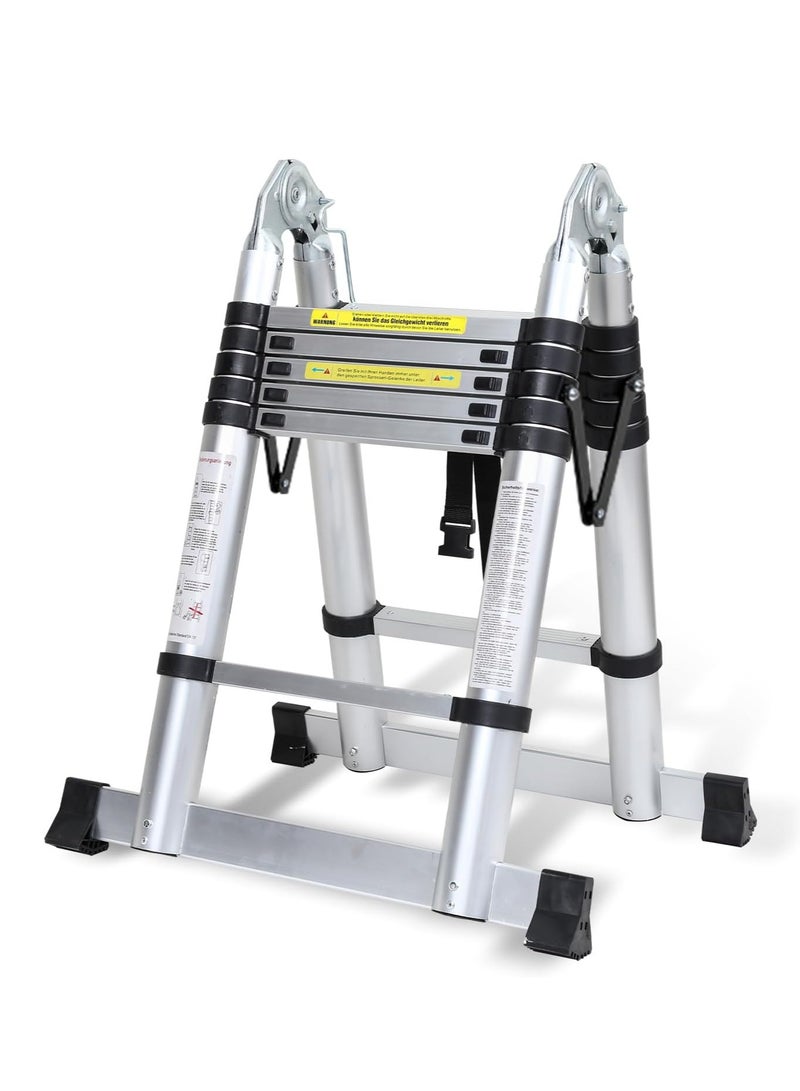 Aluminum folding telescopic ladder, 3.8m extendable ladder, non-slip aluminum ladder, stair ladder, multifunction ladder, extendable telescopic ladder with 150kg load capacity. - Image 1