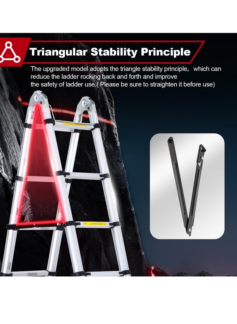 Aluminum folding telescopic ladder, 3.8m extendable ladder, non-slip aluminum ladder, stair ladder, multifunction ladder, extendable telescopic ladder with 150kg load capacity. - Image 3