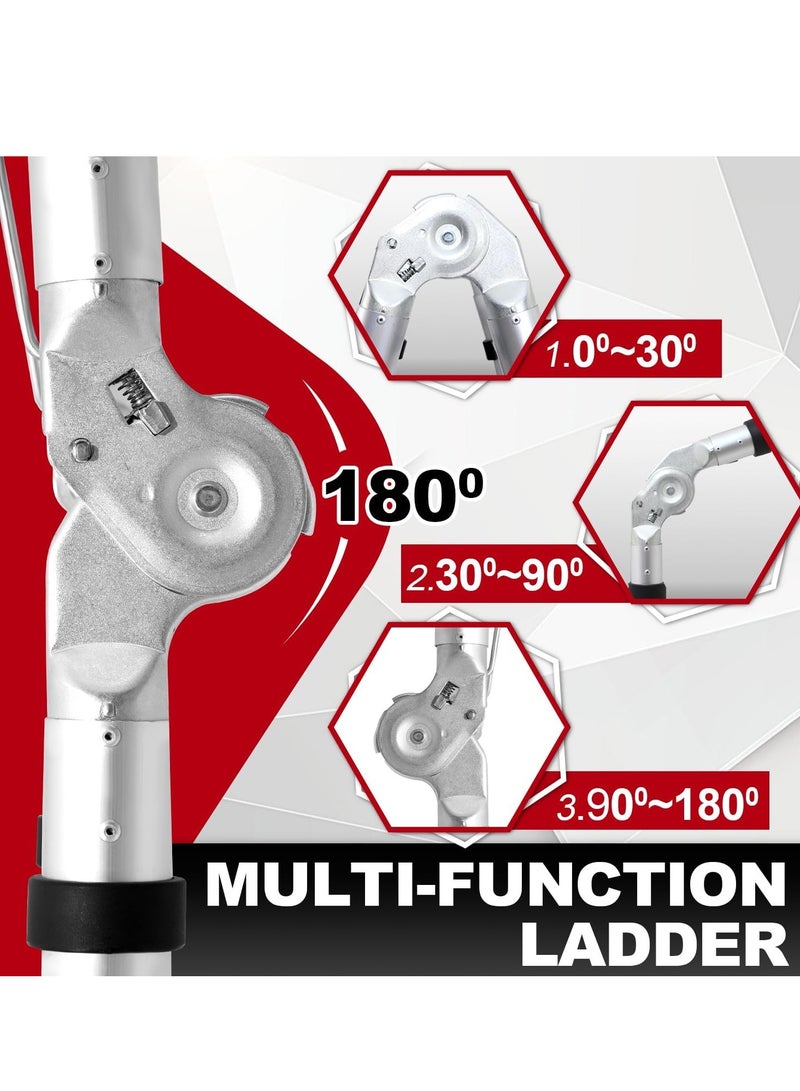 Aluminum folding telescopic ladder, 3.8m extendable ladder, non-slip aluminum ladder, stair ladder, multifunction ladder, extendable telescopic ladder with 150kg load capacity. - Image 5