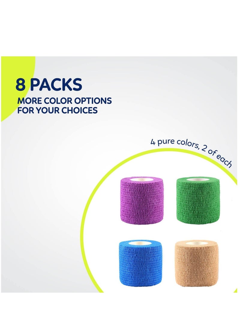 Y&D Self-Adherent Non Woven Bandage Wrap, Self Adhesive Pet Vet Wrap Bandage, Sports Cohesive Tape for Wrist, Ankle Sprains & Swelling, Wrist 2 Inch x 8 Rolls  - Image 5