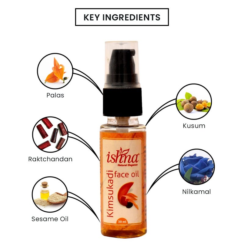 Ishna Kimsukadi Oil for Face Sutailble for All Types of Skin Ayurvedic Formulated Oil Face Oil for Night Use - Image 4