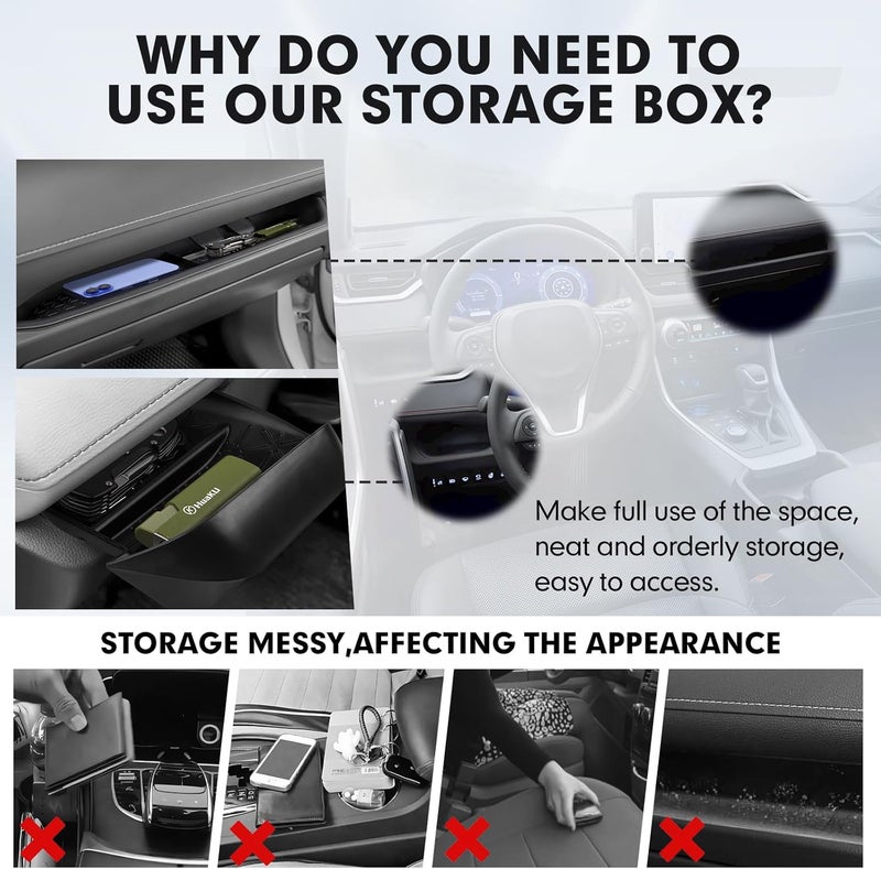 Autorder منظم كونسول مركزي 2 قطعة لسيارة تويوتا RAV4 من 2019-2025 ملحقات صندوق تخزين سائق ABS منظم صندوق القفازات السيليكوني صينية إدخال كونسول مركزي مع سطح مضاد للانزلاق - Image 3