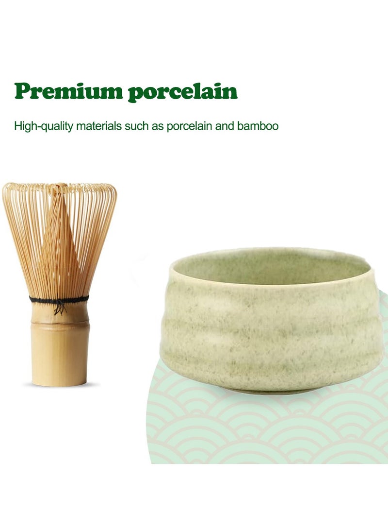 شاربدو طقم شاي ماتشا من 4 قطع، طقم خفاقة ماتشا يابانية، وعاء ماتشا سيراميكي، حامل خفاقة. يتكامل بشكل مثالي مع الملعقة التقليدية وأدوات الماتشا التقليدية لتحضير شاي ماتشا أخضر مثالي. - Image 4