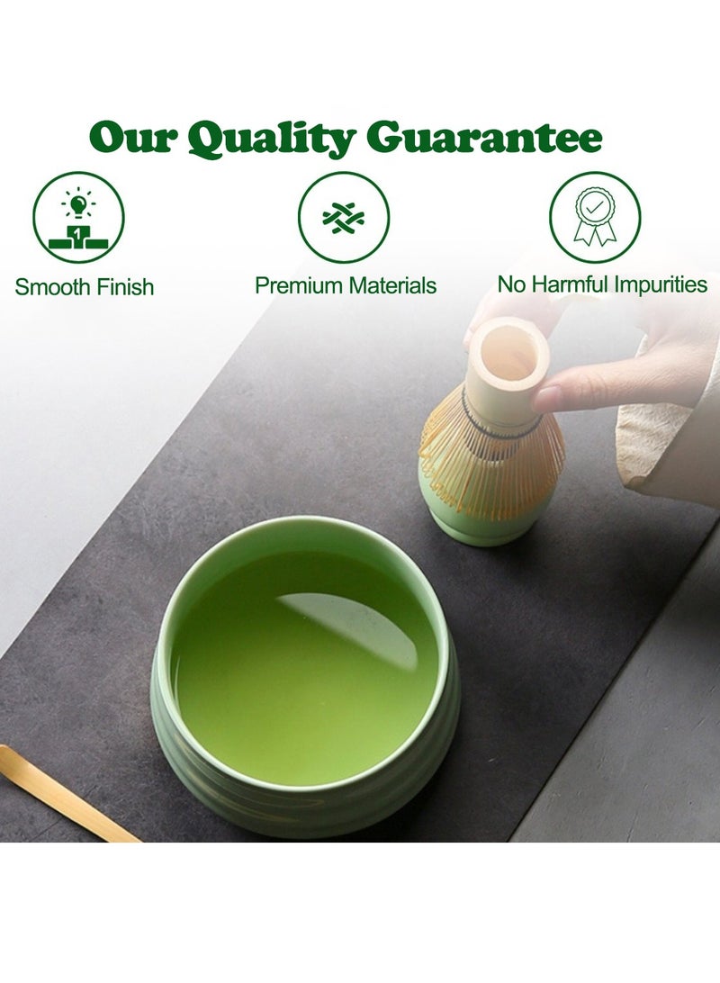 شاربدو طقم شاي ماتشا من 4 قطع، طقم خفاقة ماتشا يابانية، وعاء ماتشا سيراميكي، حامل خفاقة. يتكامل بشكل مثالي مع الملعقة التقليدية وأدوات الماتشا التقليدية لتحضير شاي ماتشا أخضر مثالي. - Image 3