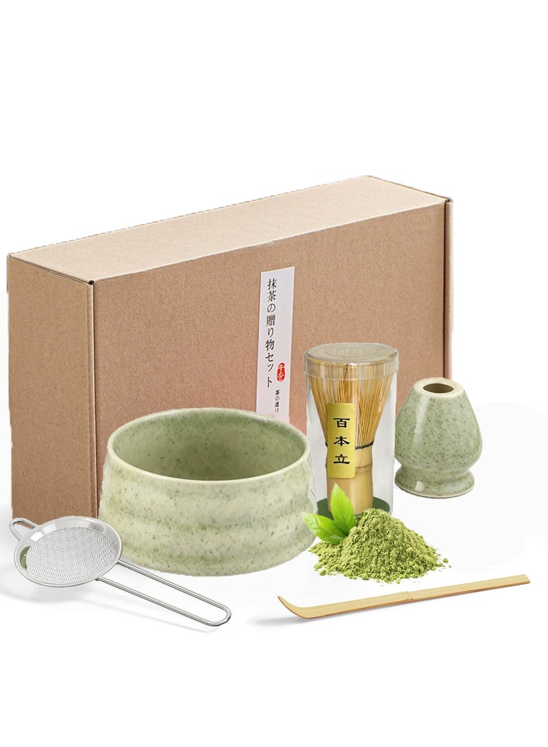 Sharpdo 4-Piece Matcha Tea Set, Japanese Matcha Whisk Set, Matcha Ceramic Bowl, Whisk Stand Perfectly paired with Traditional Spoon, Traditional Matcha Tools for Making Perfect Matcha Green Tea - Image 1