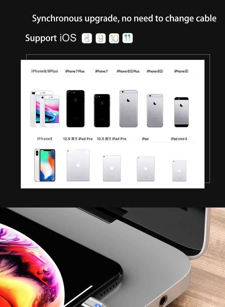 Strong, uncut, curved iPhone charging cable, 2 meters - Image 4