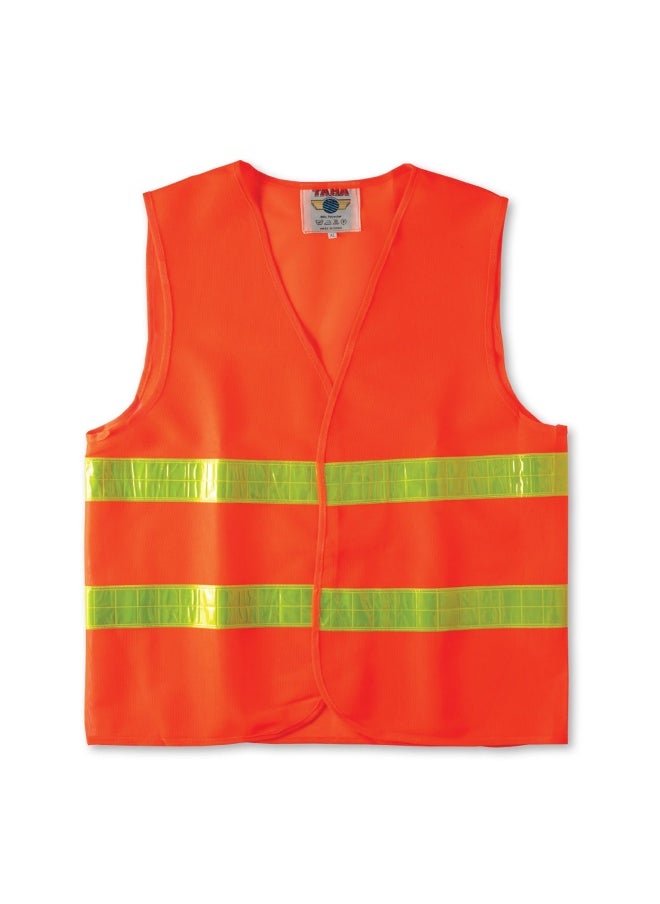 TAHA - Safety Jacket with 2 PVC Lines Strips | High-Visibility Safety Vest for Men | Industrial & Construction Use | Orange - Image 1