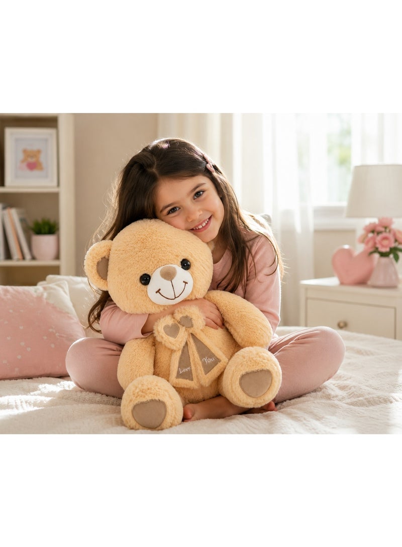 Cute Soft Plush Teddy Bear with "Love You" Scarf - Stuffed Animal Toy & Gift for Kids, Birthdays, and Special Occasions (Beige/Cream) - Image 5