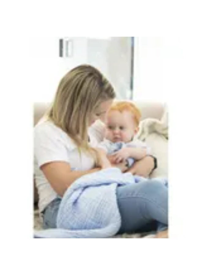 Anvi Baby - Organic 6 Layered Muslin Bath Towel - Blue - Image 3