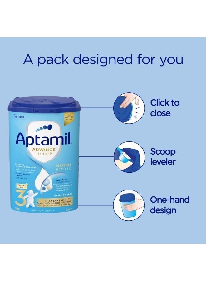 ابتاميل Aptamil Advance Junior 3 Growing Up Formula Milk From 1-3 Years, Easy To Use Pack, 800g - Pack of 3 800grams Pack of 3 - Image 4