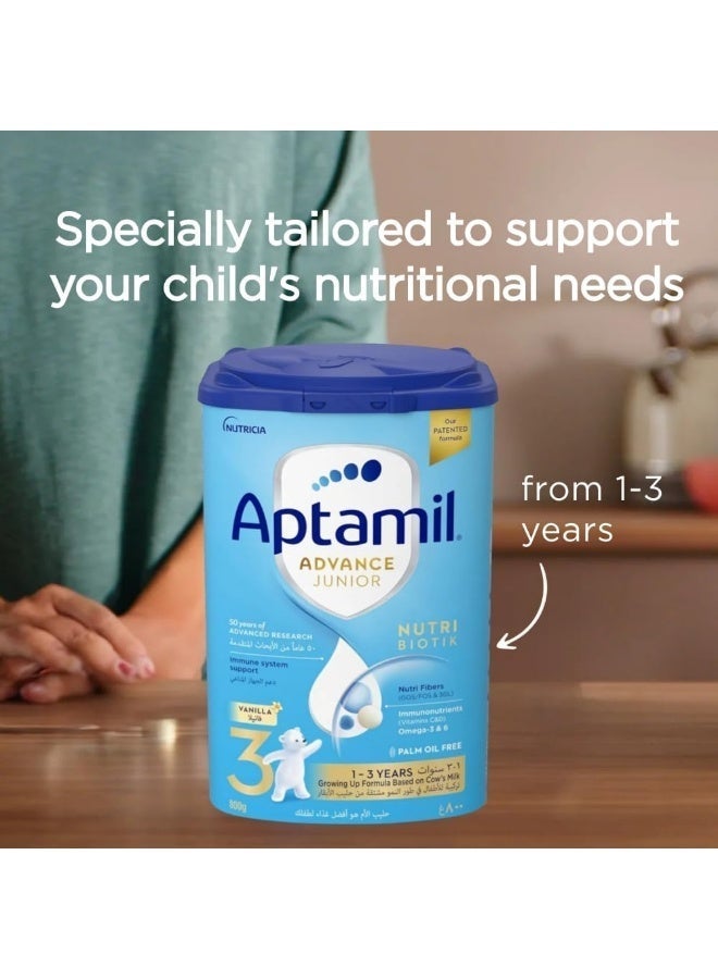 ابتاميل Aptamil Advance Junior 3 Growing Up Formula Milk From 1-3 Years, Easy To Use Pack, 800g - Pack of 3 800grams Pack of 3 - Image 3
