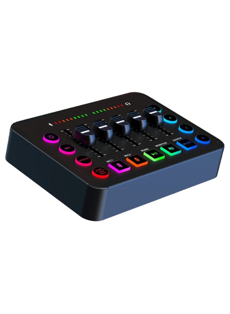 HD Gaming Audio Mixer Rechargeable Audio Interface RGB Mixer with XLR Mic Interface 48V Phantom Power for Podcast/Recording - Image 3