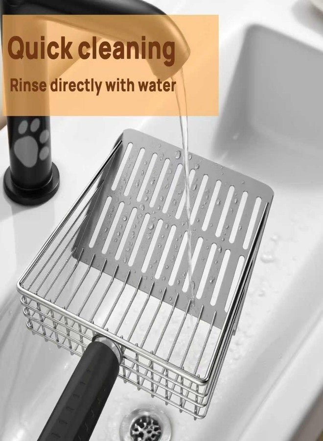 UNISOLODECHO Heavy Duty Stainless Steel Cat Litter Scoop with Holder - Non-Slip Handle, Quick-Sifting Grid & Easy to Clean - Image 5