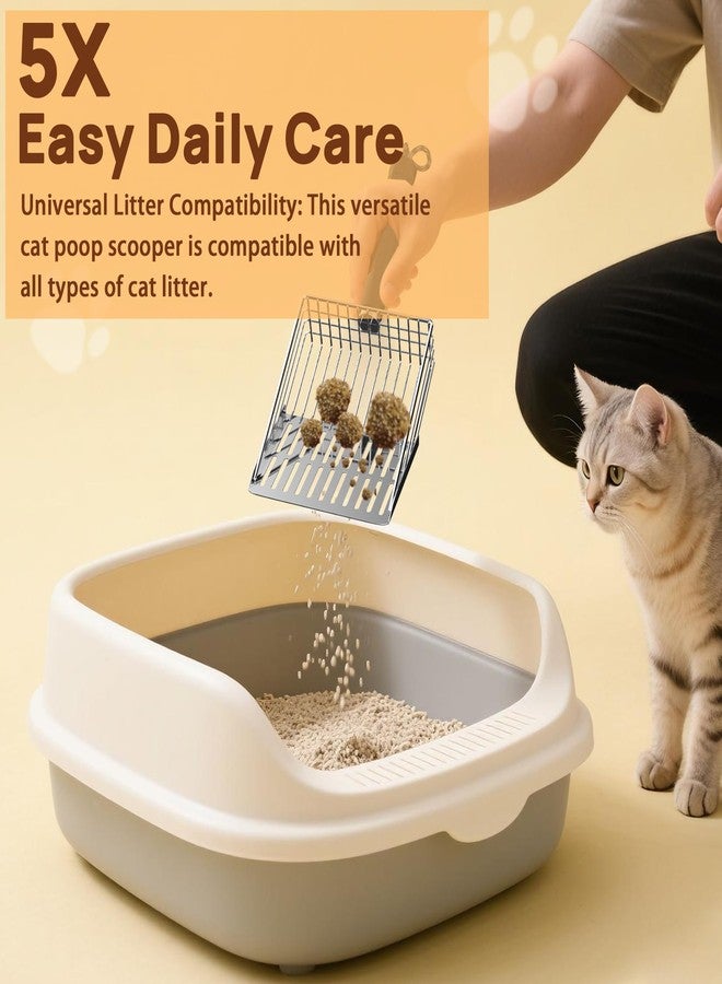 UNISOLODECHO Heavy Duty Stainless Steel Cat Litter Scoop with Holder - Non-Slip Handle, Quick-Sifting Grid & Easy to Clean - Image 3