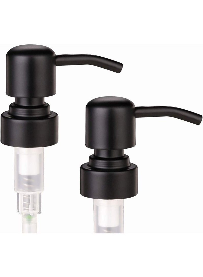QUESERA 2 Pack Thick Amber Glass Pint Jar Soap Dispenser with Matte Black Stainless Steel Pump Boston Round Dispenser with Rustproof Pump for Essential Oil Lotion Soap  - Image 3
