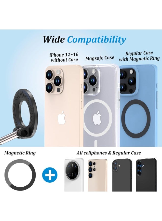 Magnetic phone holder for car - strong magnetic mobile holder with 360-degree rotation and foldable for iPhone 16/15/14/13 and Samsung on the mirror. - Image 2