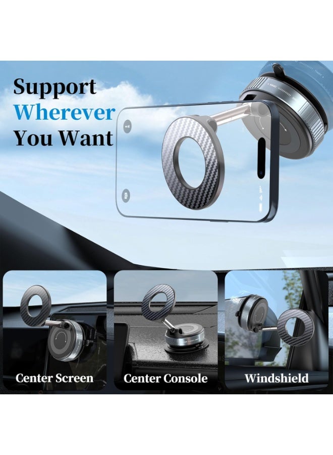 Magnetic phone holder for car - strong magnetic mobile holder with 360-degree rotation and foldable for iPhone 16/15/14/13 and Samsung on the mirror. - Image 3
