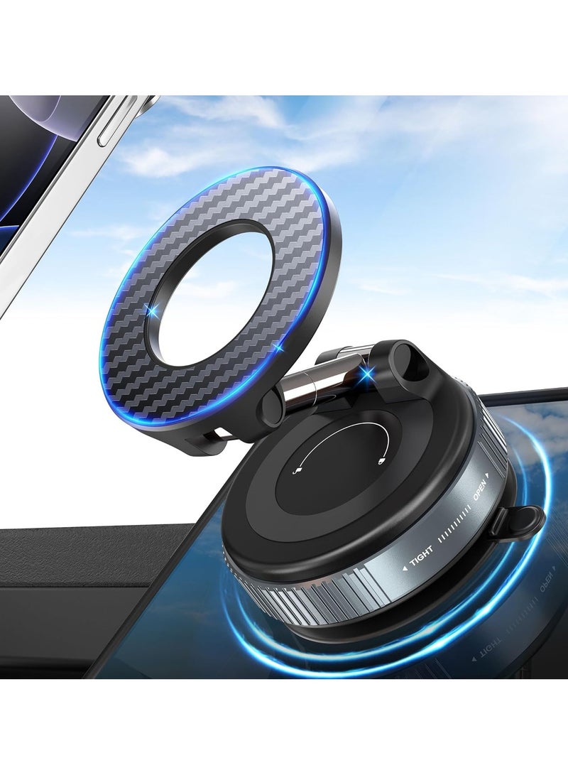 Magnetic phone holder for car - strong magnetic mobile holder with 360-degree rotation and foldable for iPhone 16/15/14/13 and Samsung on the mirror. - Image 1