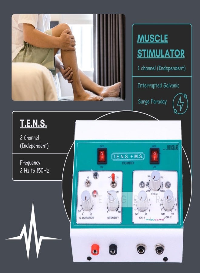 Physiogears Electro Therapy Combination Therapy Combi Tens Ms Mini Deluxe with 1 Year Warranty - Image 2