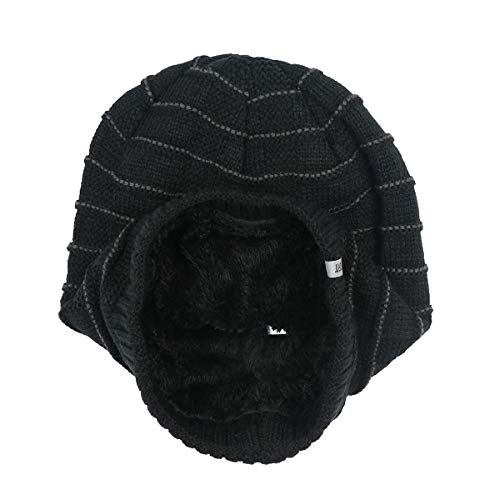 iSWEVEN Mens Womens Hat Beanie Cap, Unisex Winter Warm Knitted Hats, Fleece Lining Slouch Skull Beanies Caps for Men Women (4082A, Black) - Image 5