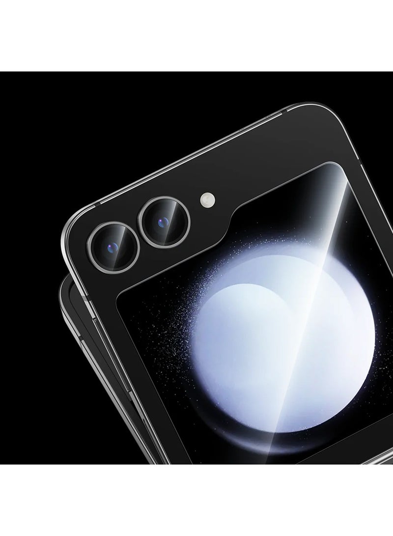 Wtech Samsung Galaxy Z Flip6 5G 2024 Premium E2E Full Glue Full Cover Tempered Glass Screen Protector (MSGECN) -  Clear/Black - Image 4