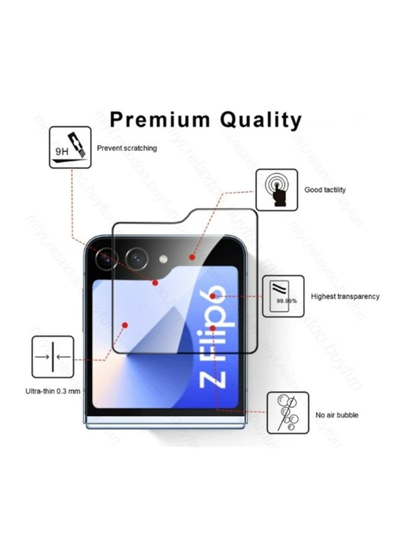 Wtech Samsung Galaxy Z Flip6 5G 2024 Premium E2E Full Glue Full Cover Tempered Glass Screen Protector (MSGECN) -  Clear/Black - Image 3
