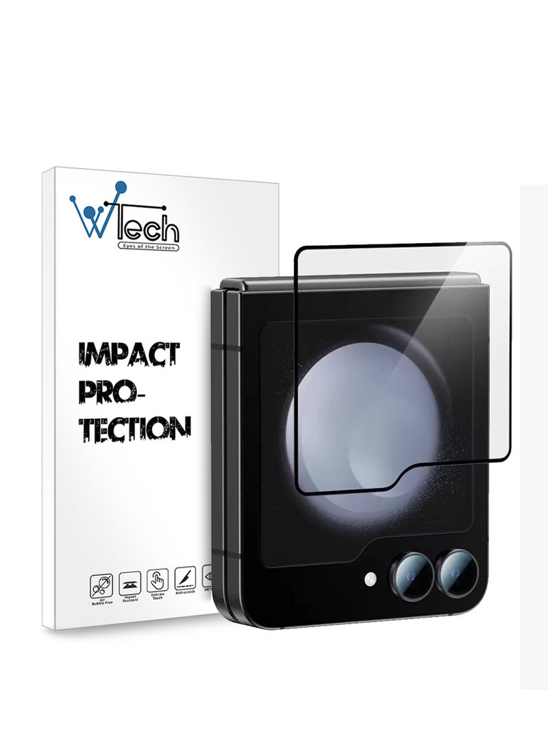 Wtech Samsung Galaxy Z Flip6 5G 2024 Premium E2E Full Glue Full Cover Tempered Glass Screen Protector (MSGECN) -  Clear/Black - Image 1