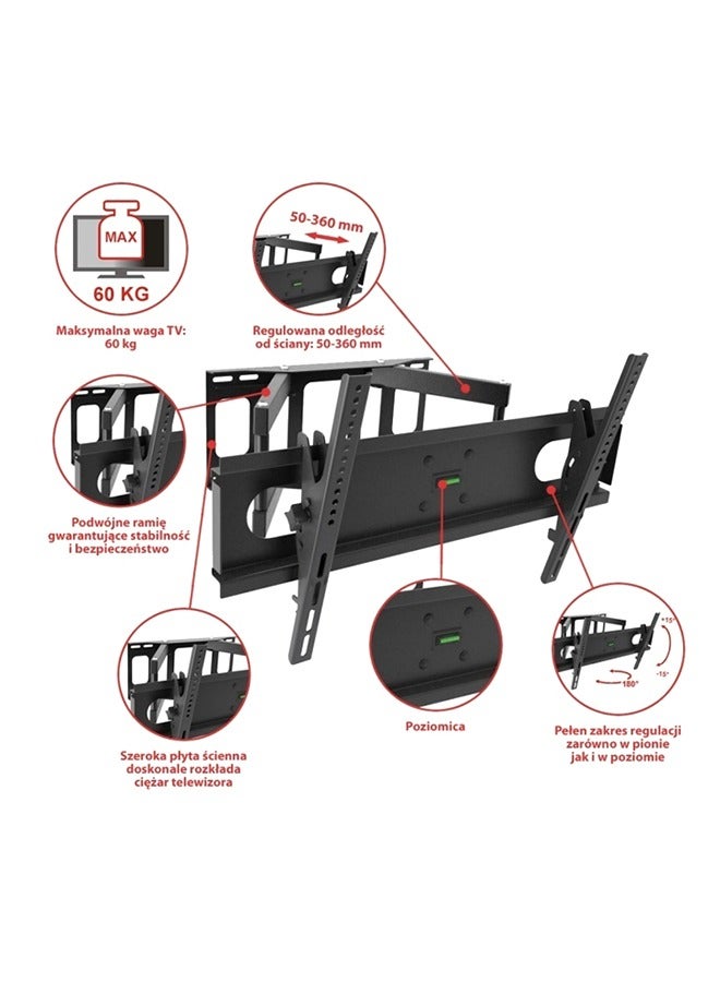حامل حائطي مفصلي مزدوج الذراع للتلفزيون [شاشات مقاس 32 إلى 70 بوصة] [سعة 165 رطلاً] دعامة تثبيت للشاشات المسطحة الكبيرة وأجهزة التلفزيون LCD وLED وOLED والبلازما - Image 3