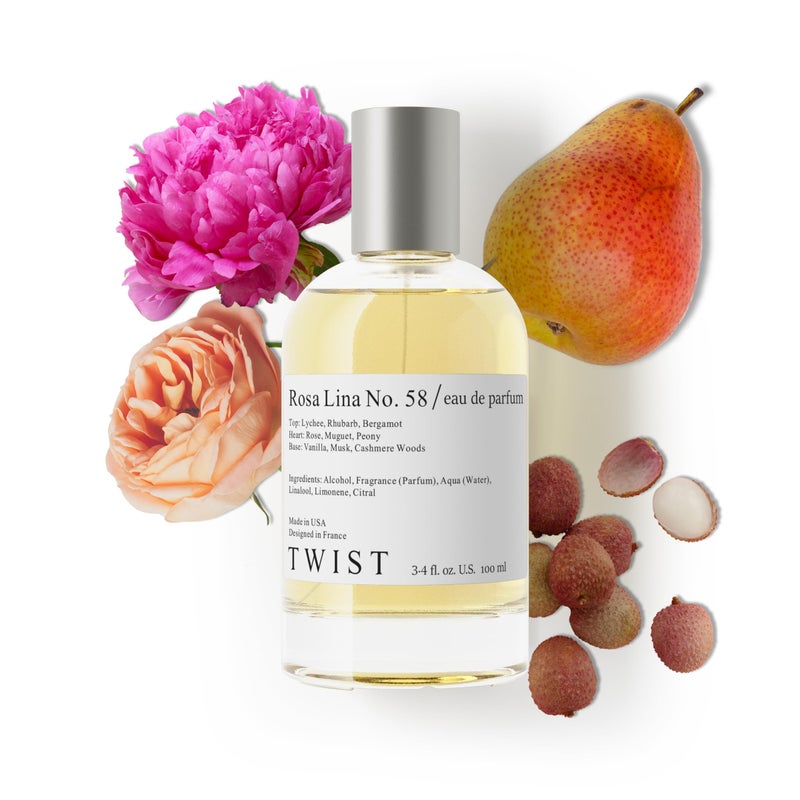 Twist - Rosa Lina No. 58 - Eau De Parfum Inspired by Perfume De Marly Delina, Long-Lasting Perfume For Women, Paraben Free, Vegan, Clean Ingredients, Fragrance - Spray 100 ml | 3.4 fl. oz. - Image 1