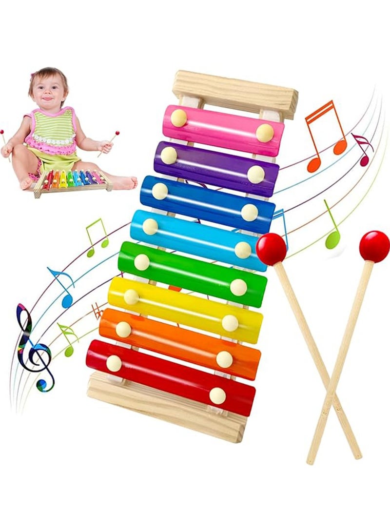 Wooden Xylophone for Kids,Toddler Xylophone Toy with 2 Child Safe Mallets,8 Diatonic Keys Musical Instruments for Preschoolers Educational Toys,Gifts - Image 1