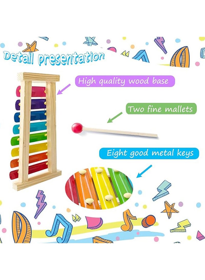 Wooden Xylophone for Kids,Toddler Xylophone Toy with 2 Child Safe Mallets,8 Diatonic Keys Musical Instruments for Preschoolers Educational Toys,Gifts - Image 3